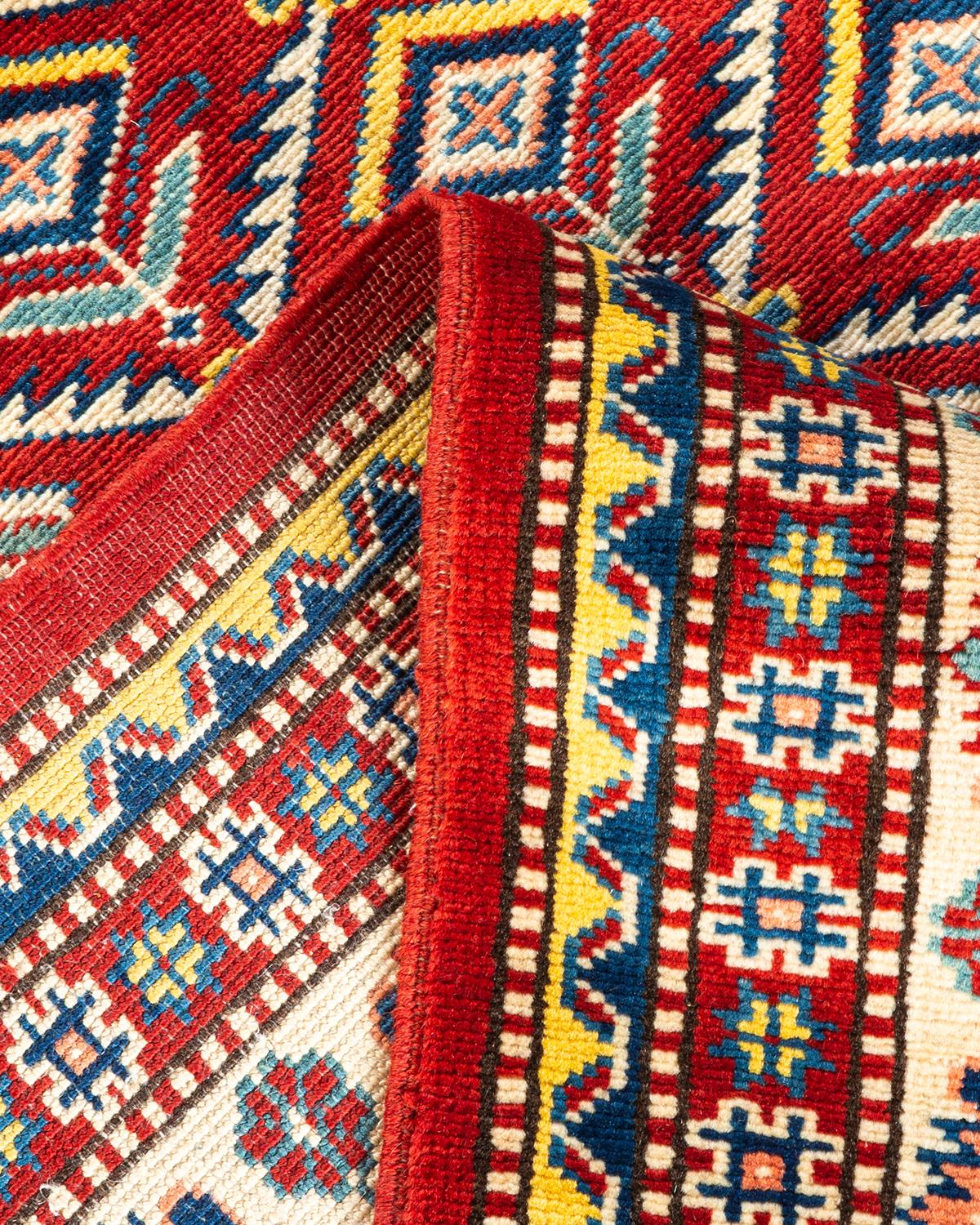 Wool One-Of-A-Kind Hand Knotted Bohemian Tribal Tribal Orange Area Rug 5' 0