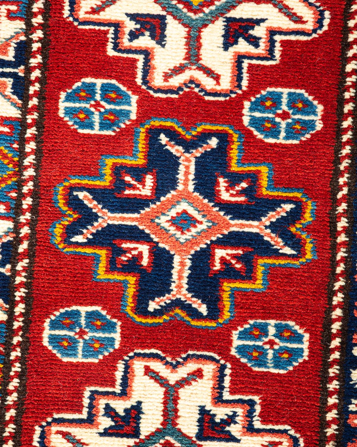 Pakistani One-of-a-Kind Hand Knotted Bohemian Tribal Tribal Orange Area Rug For Sale