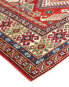 Handgeknüpfter orangefarbener Teppich im böhmischen Stammesstil, 1,25 m x 2,25 m, Unikat