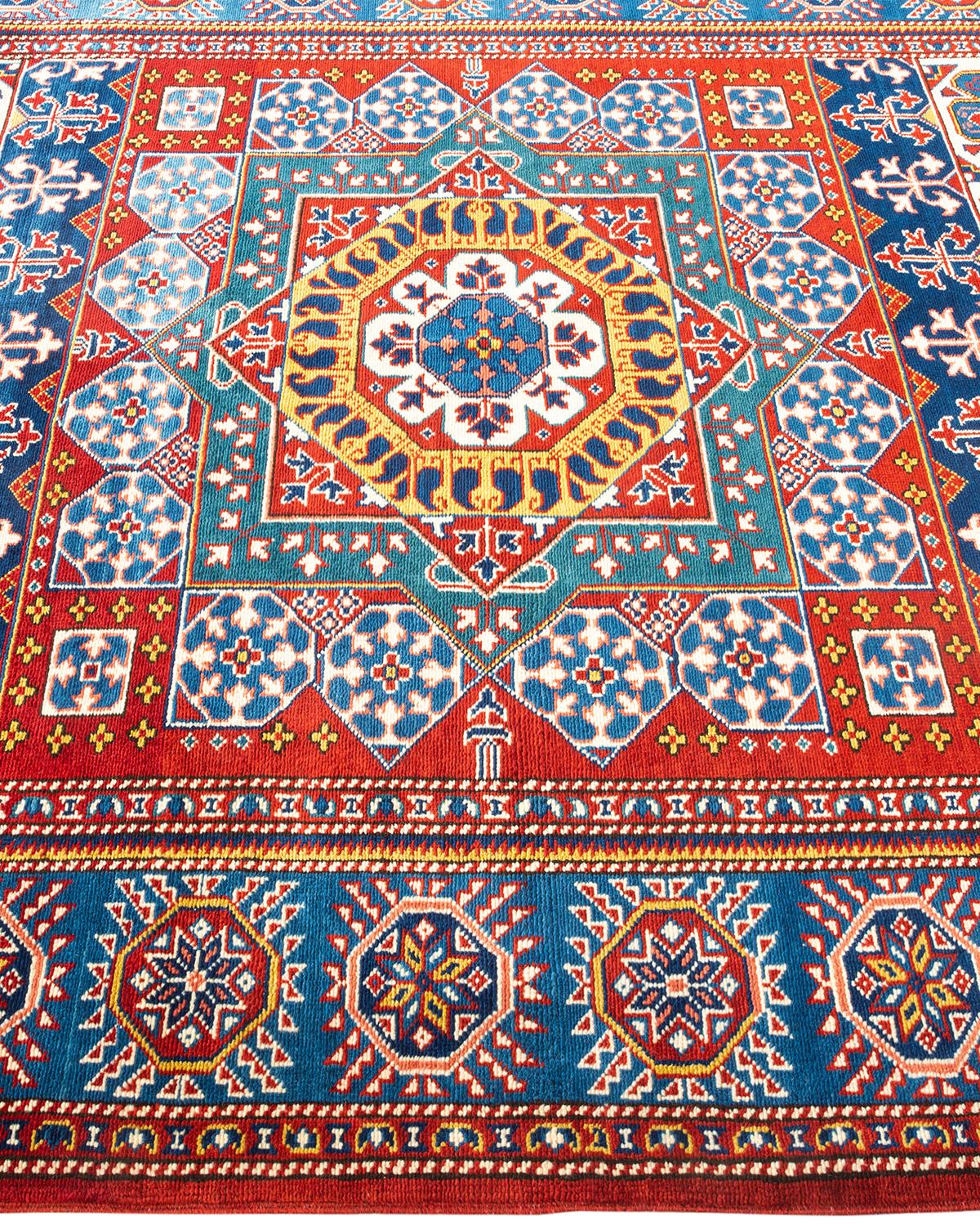 One-of-a-Kind Hand Knotted Bohemian Tribal Tribal Orange Area Rug In New Condition For Sale In Norwalk, CT