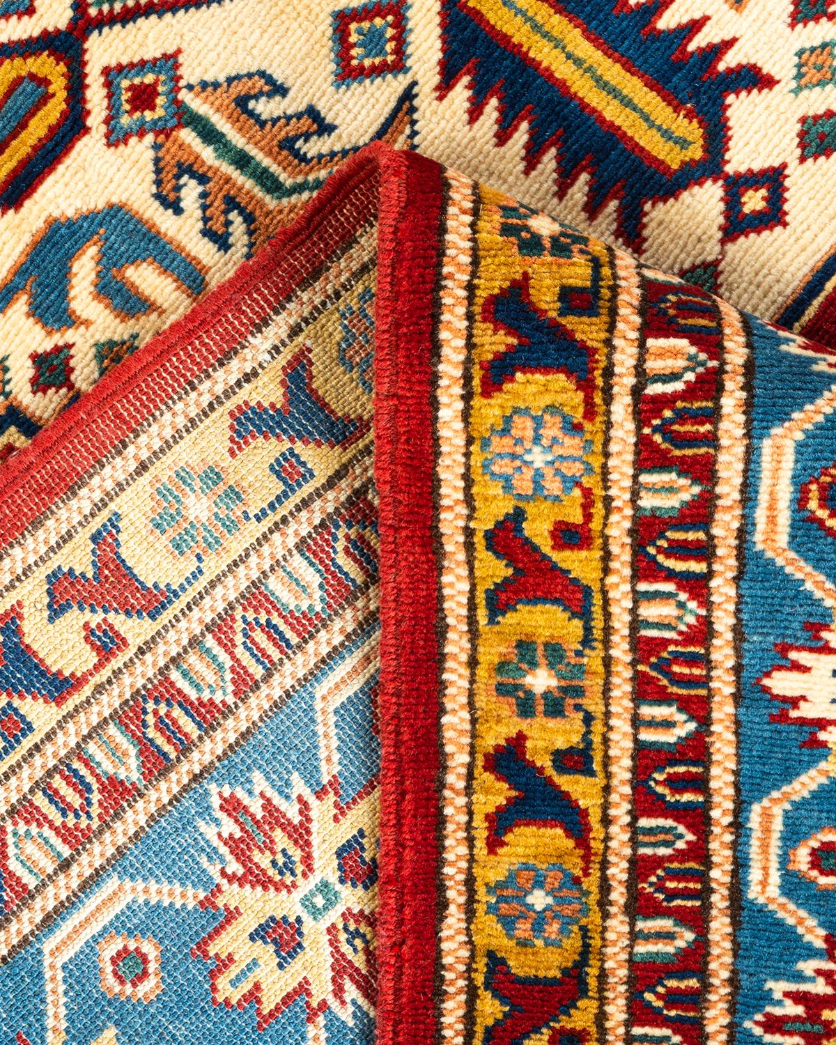 Wool One-Of-A-Kind Hand Knotted Bohemian Tribal Tribal Orange Area Rug 5' 1