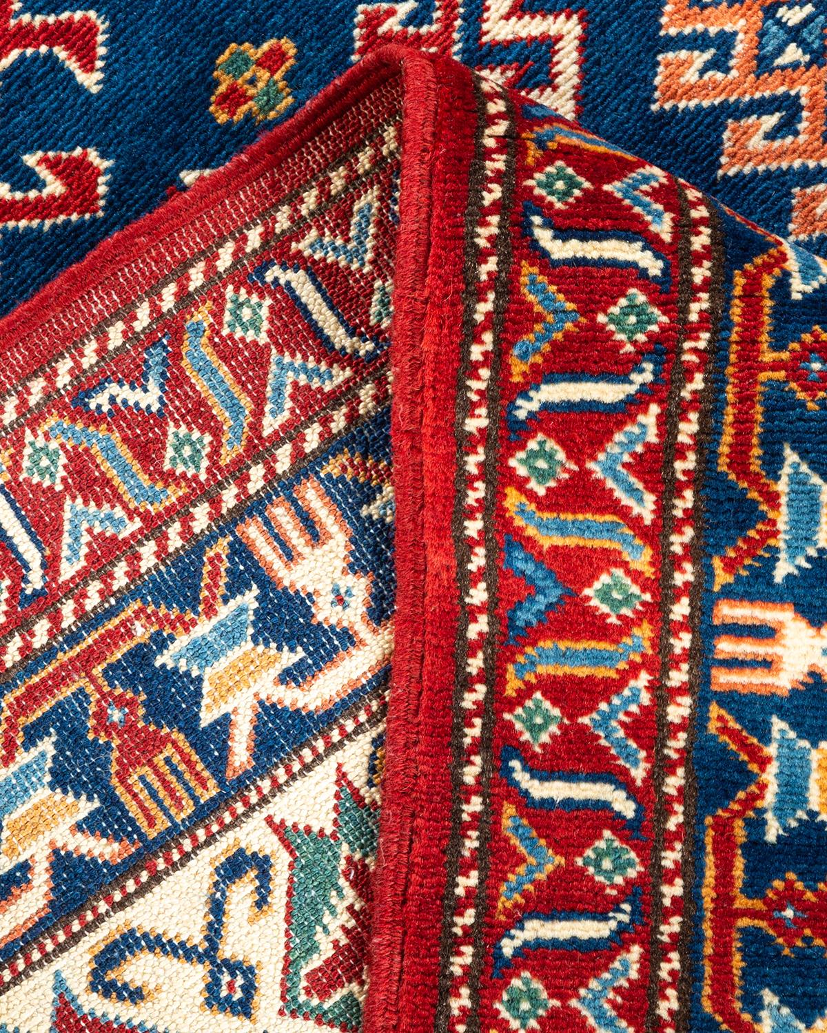 Wool One-Of-A-Kind Hand Knotted Bohemian Tribal Tribal Orange Area Rug 5' 10