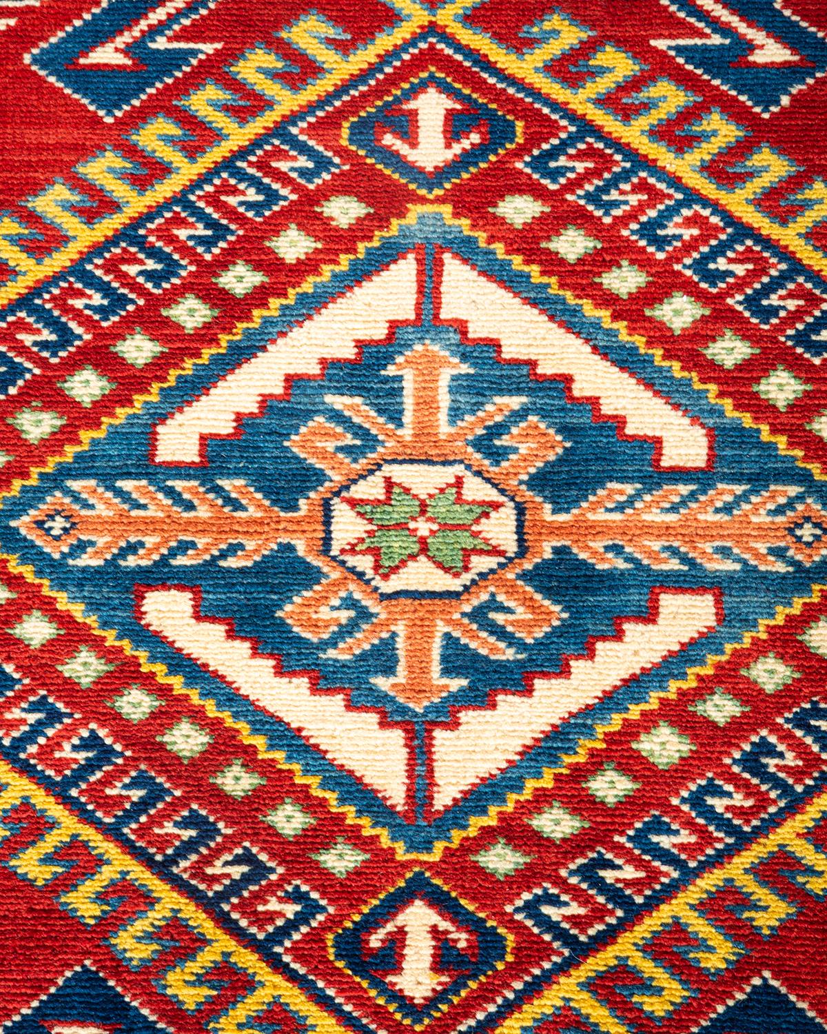 Pakistani One-of-a-Kind Hand Knotted Bohemian Tribal Tribal Orange Area Rug For Sale