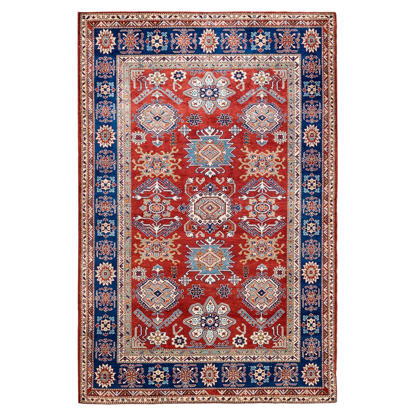 OneofaKind Hand Knotted Bohemian Tribal Tribal Orange Area Rug For