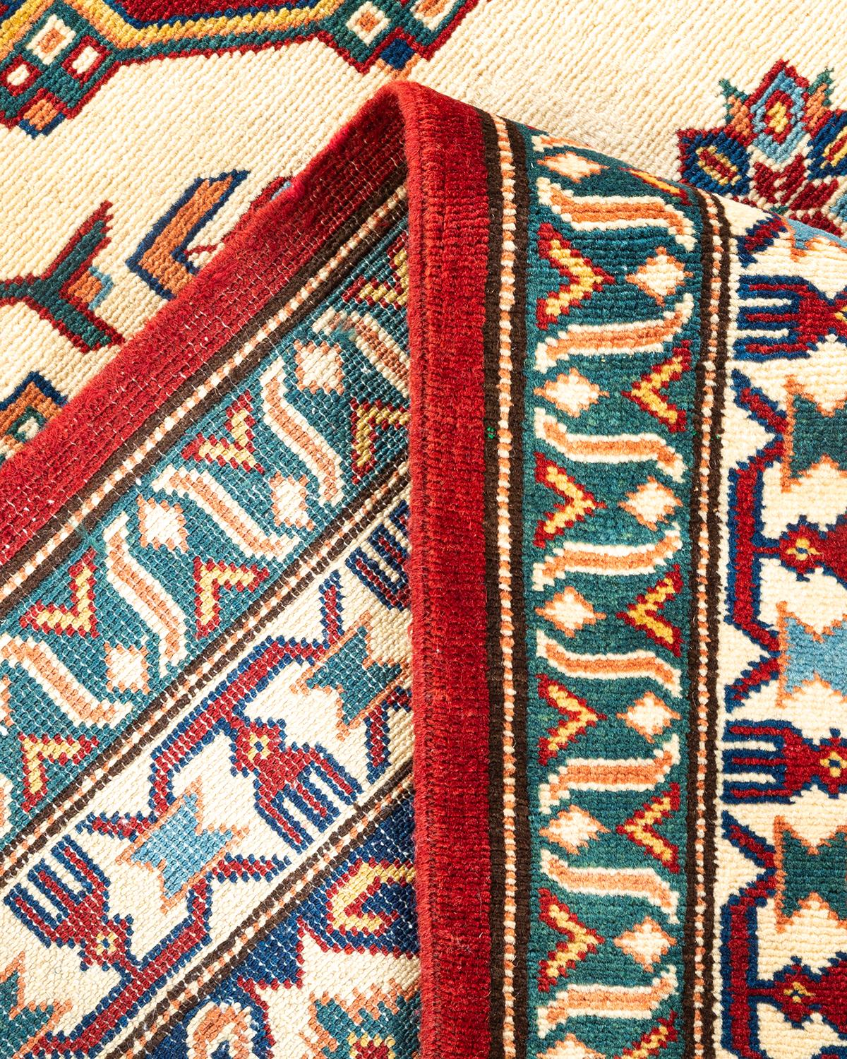 Wool One-Of-A-Kind Hand Knotted Bohemian Tribal Tribal Orange Area Rug 6' 0
