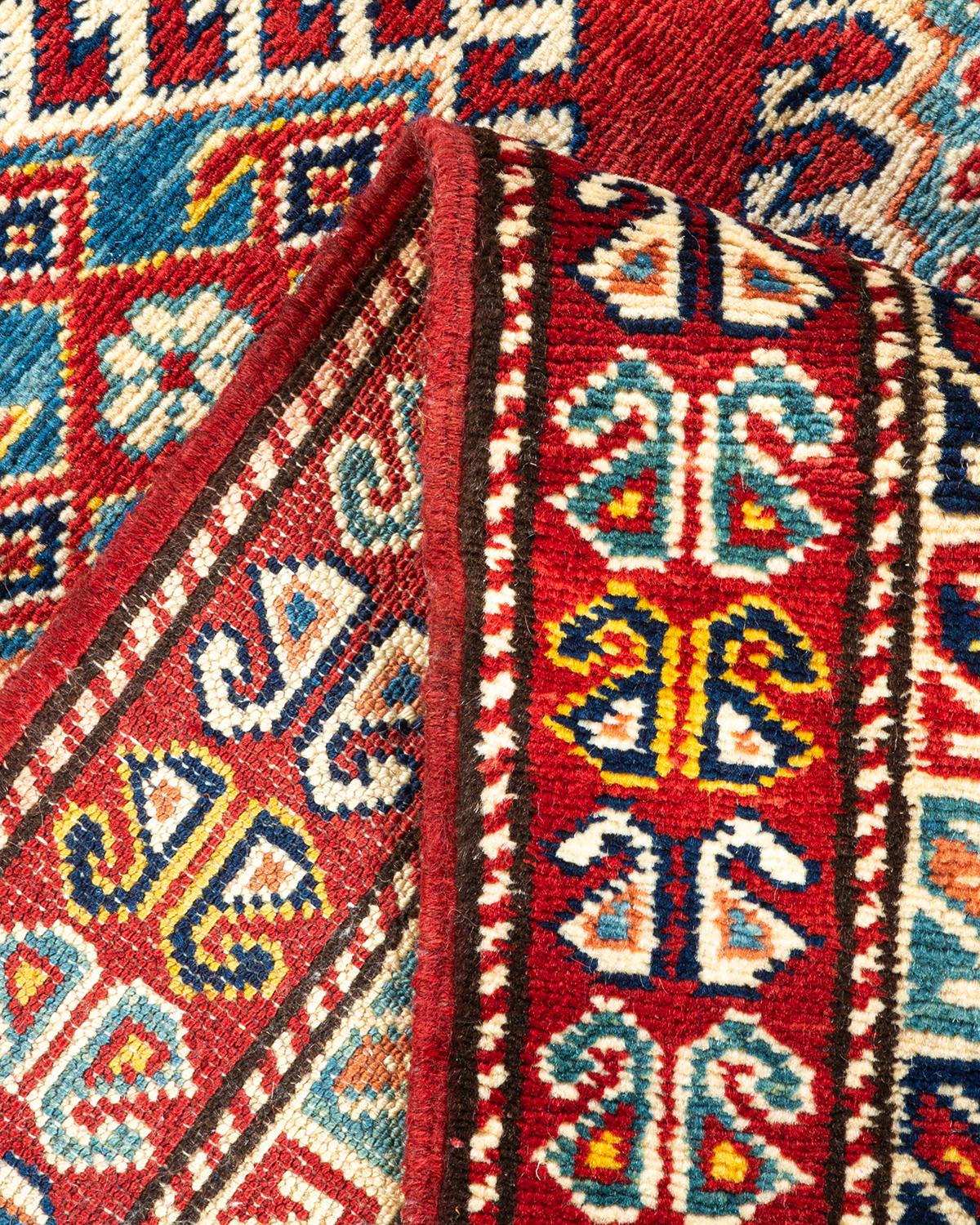 Wool One-Of-A-Kind Hand Knotted Bohemian Tribal Tribal Orange Area Rug 6' 1
