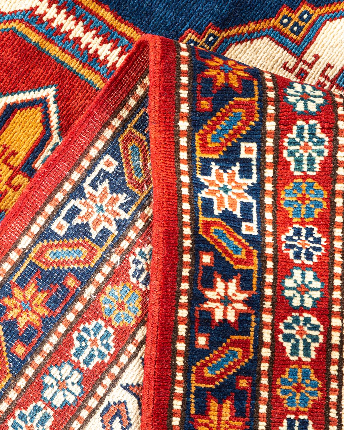 Wool One-Of-A-Kind Hand Knotted Bohemian Tribal Tribal Orange Area Rug 6' 1