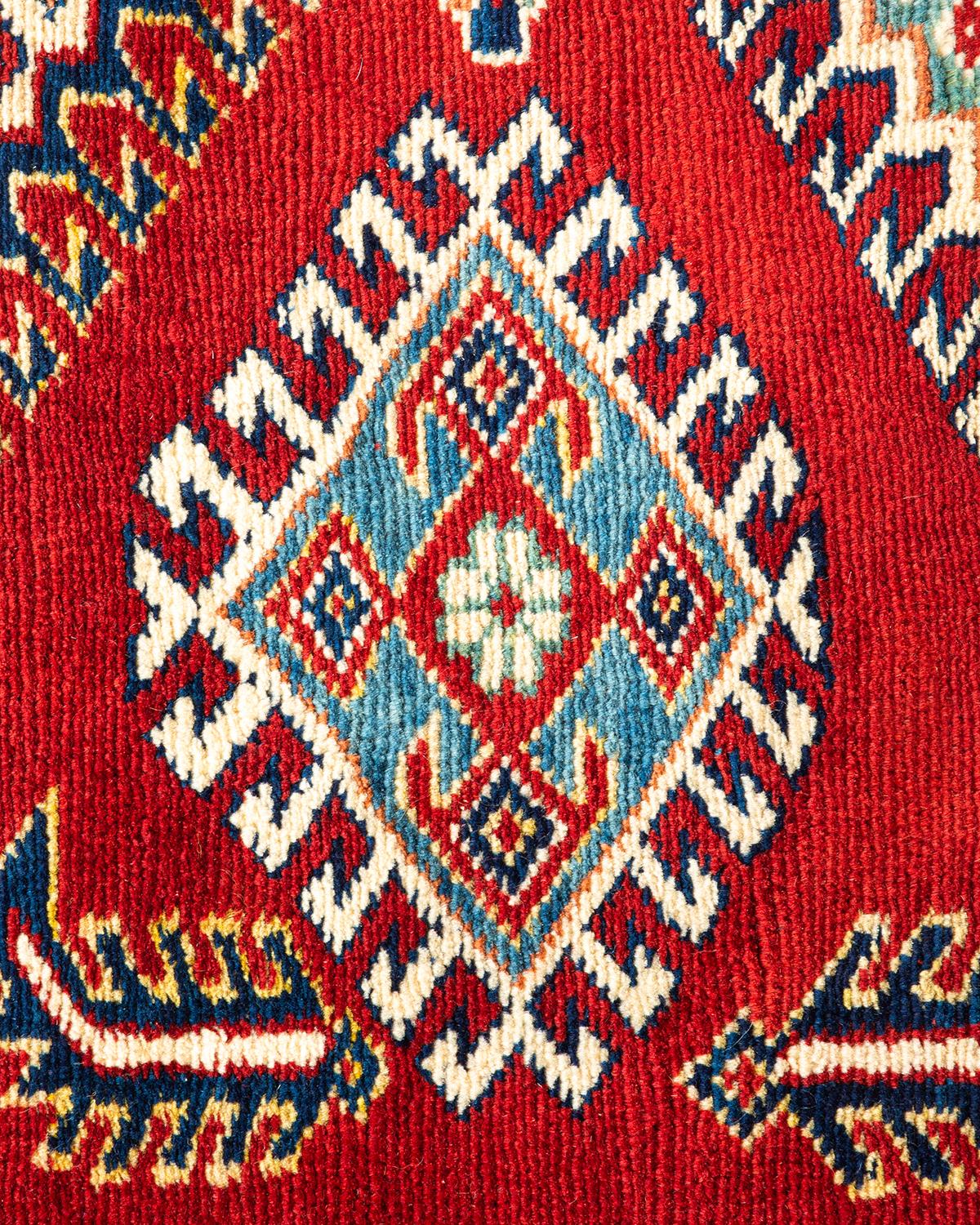 Pakistani One-of-a-kind Hand Knotted Bohemian Tribal Tribal Orange Area Rug For Sale