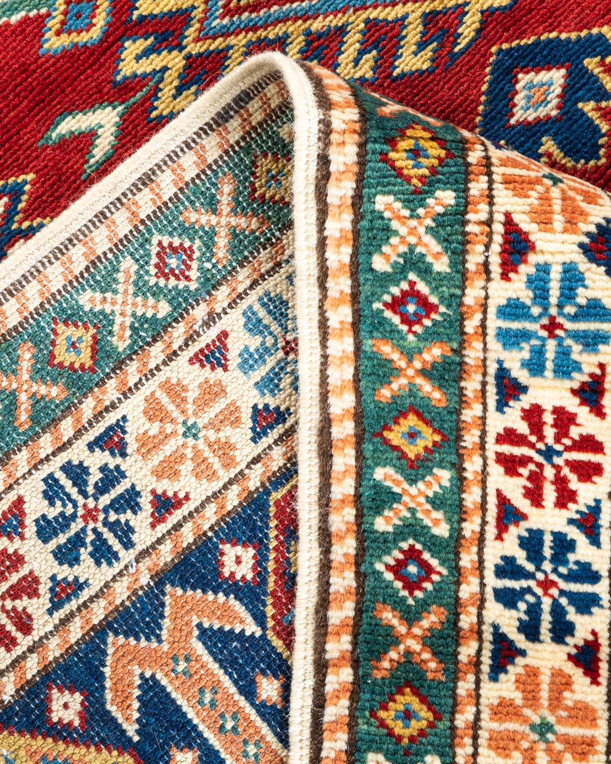 Wool One-Of-A-Kind Hand Knotted Bohemian Tribal Tribal Orange Area Rug 6' 3