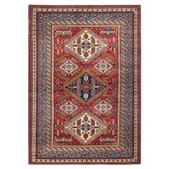 One-Of-A-Kind Hand Knotted Bohemian Tribal Tribal Red Area Rug 5
0" x 6
10" One-Of-A-Kind Hand Knotted Bohemian Tribal Tribal Red Area Rug 5
0" x 6
10"