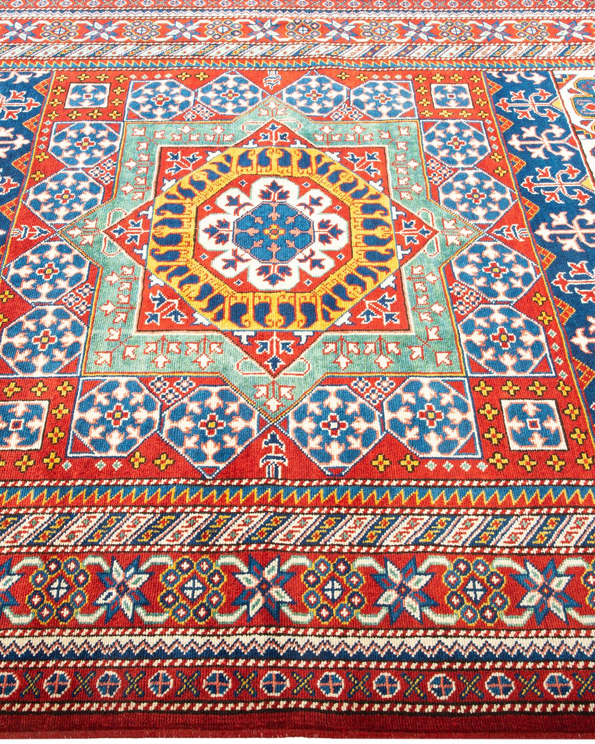 One-of-a-kind Hand Knotted Bohemian Tribal Tribal Red Area Rug In New Condition In Norwalk, CT