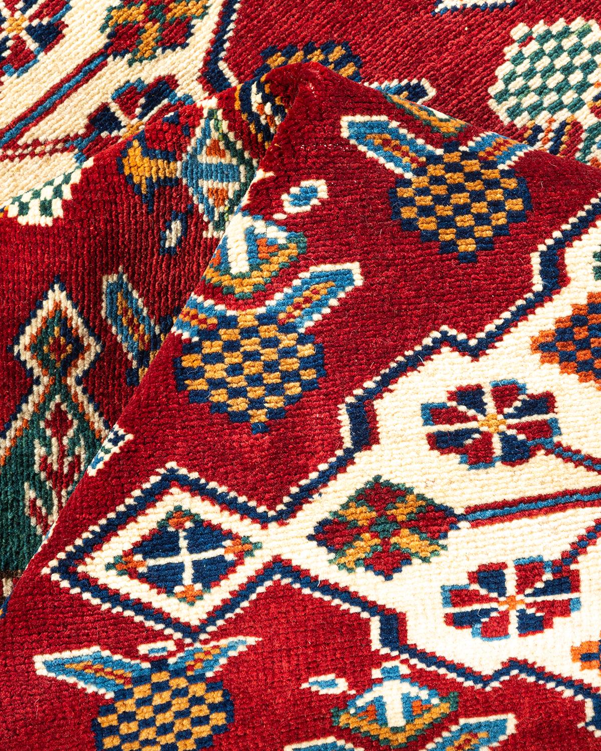 One-of-a-kind Hand Knotted Bohemian Tribal Tribal Red Area Rug For Sale 1