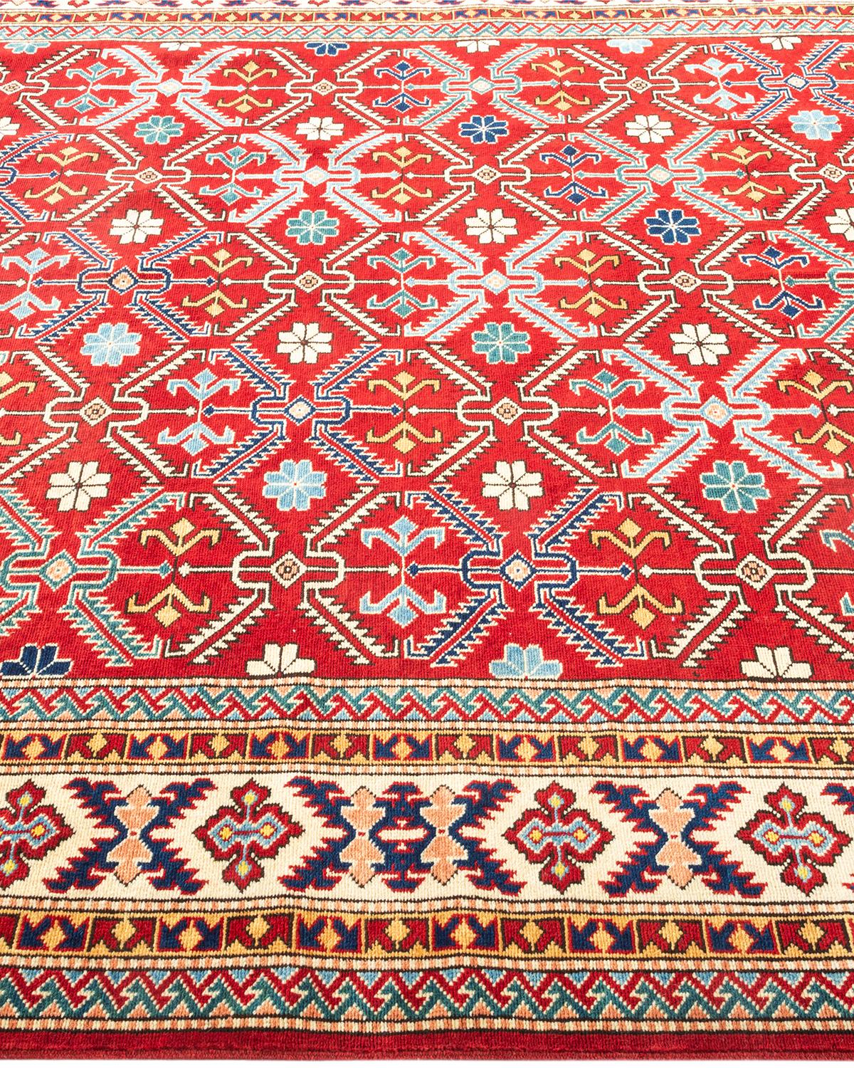One-of-a-kind Hand Knotted Bohemian Tribal Tribal Red Area Rug In New Condition For Sale In Norwalk, CT