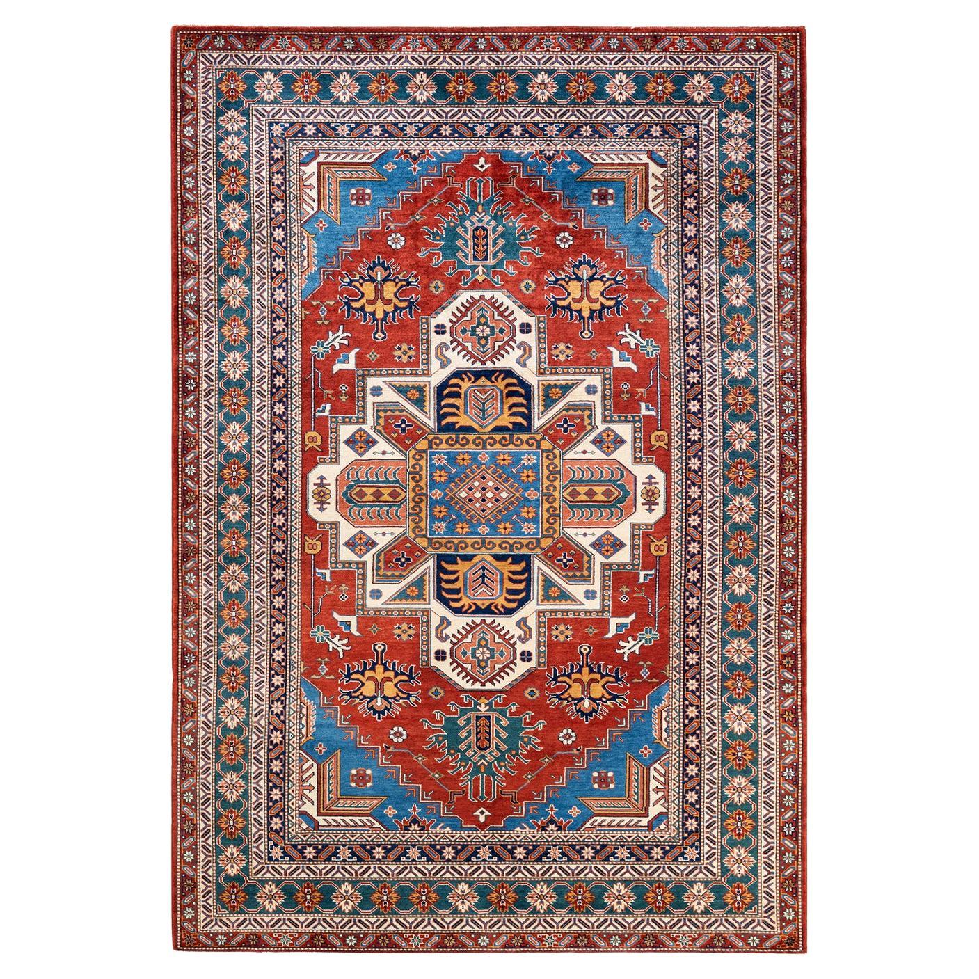 One-Of-A-Kind Hand Knotted Bohemian Tribal Tribal Red Area Rug 6' 1" x 9' 0"