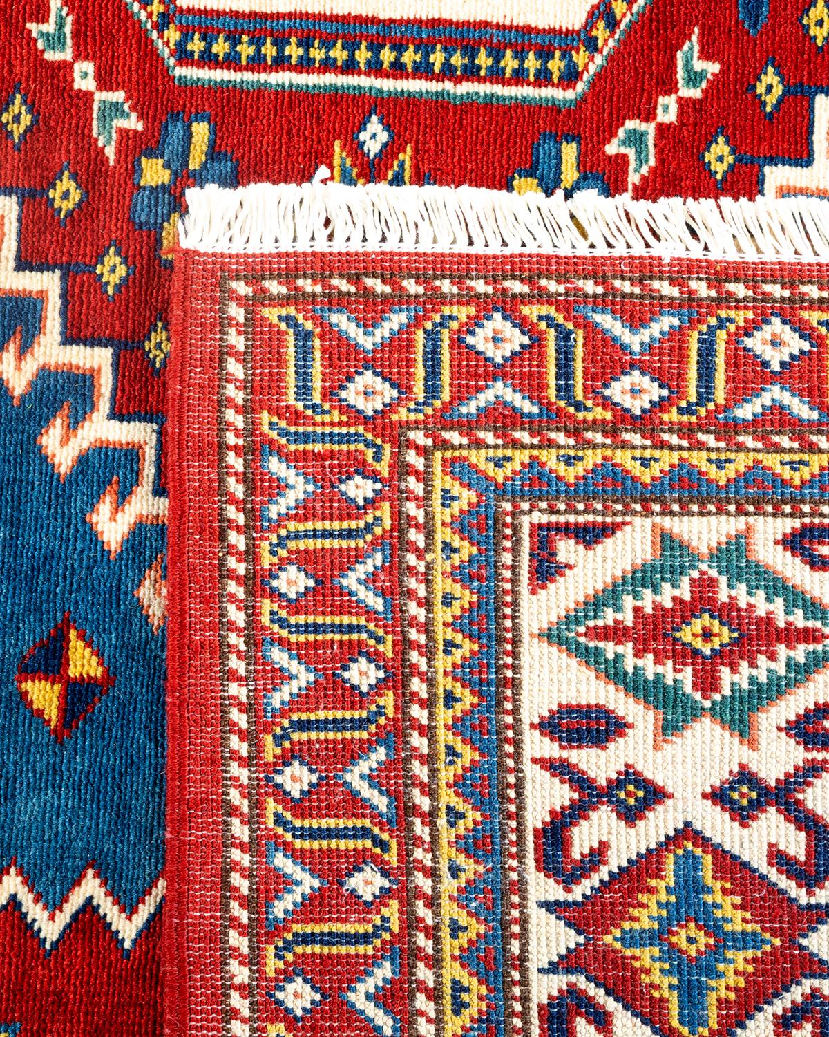 Contemporary One-of-a-kind Hand Knotted Bohemian Tribal Tribal Red Area Rug For Sale