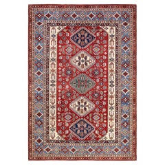 One-of-a-Kind Hand Knotted Bohemian Tribal Tribal Red Area Rug