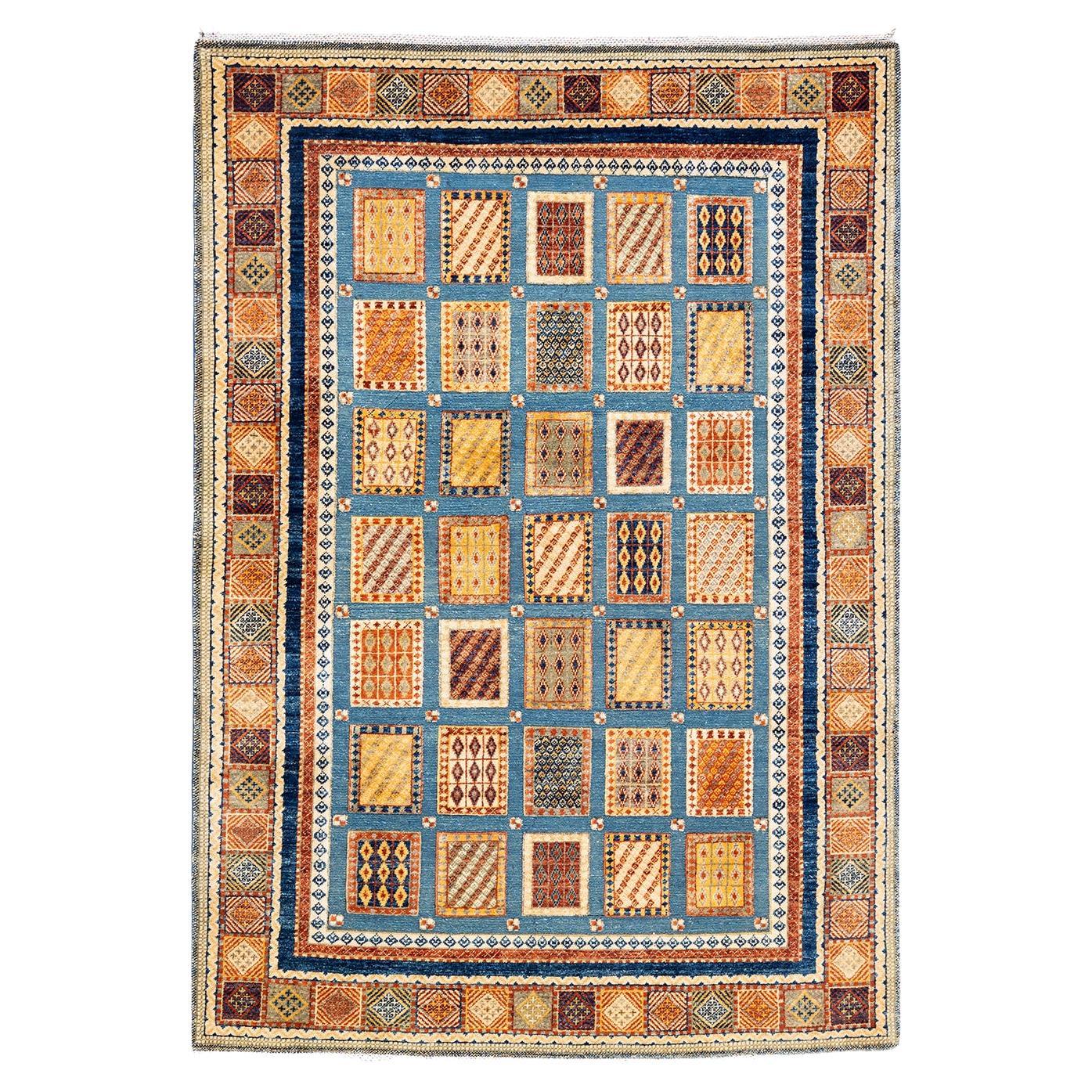 One-of-a-kind Hand Knotted Bohemian Tribal Tribal Yellow Area Rug For Sale