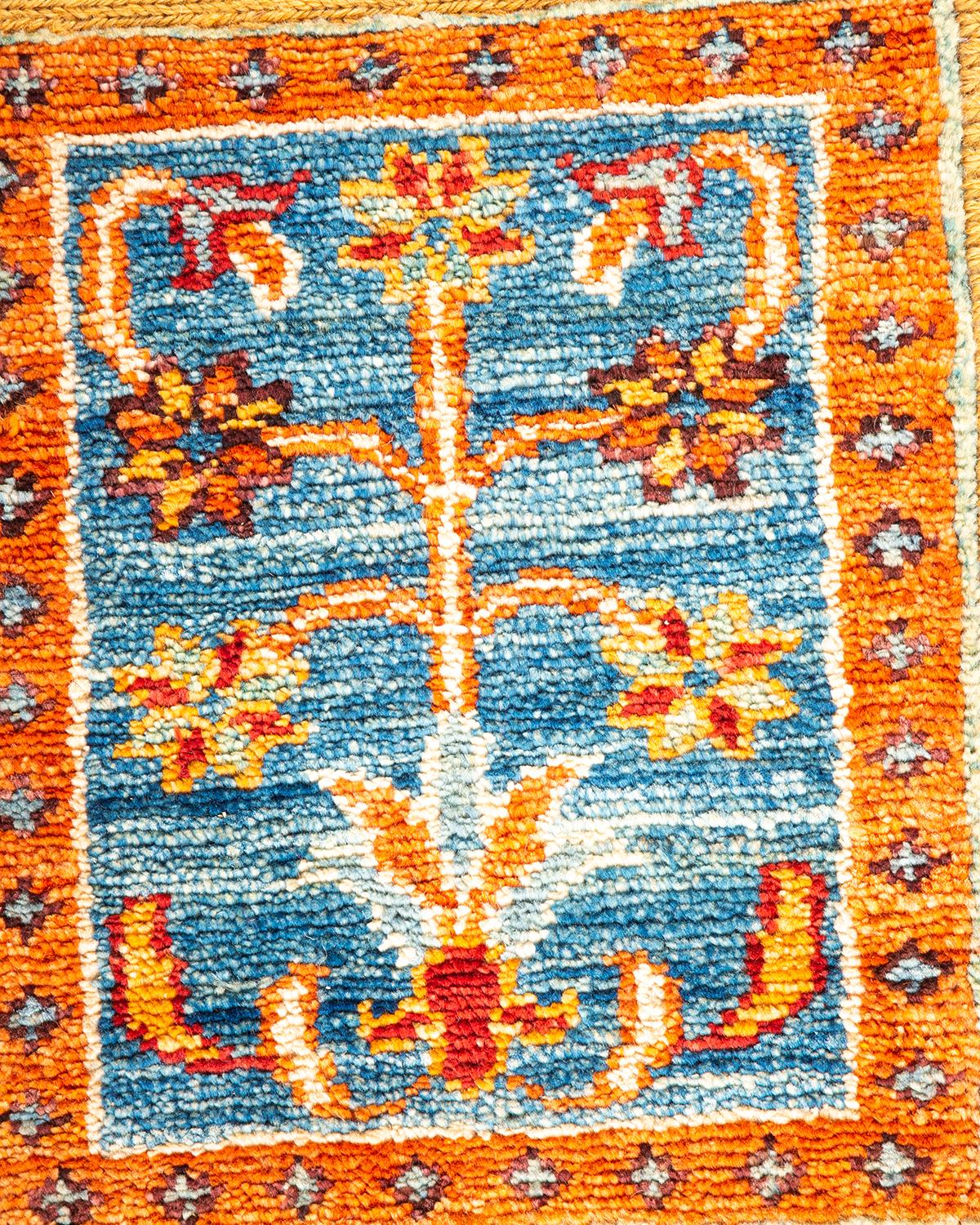 Pakistani One-of-a-kind Hand Knotted Bohemian Tribal Tribal Yellow Area Rug For Sale