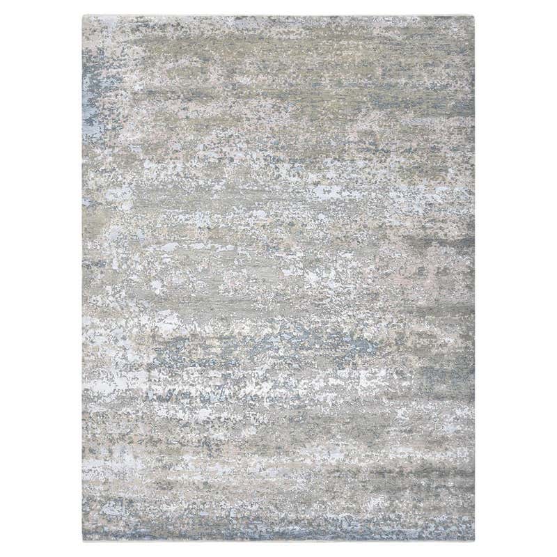 One-of-a-Kind Hand Knotted Contemporary Beige Area Rug For Sale at 1stDibs