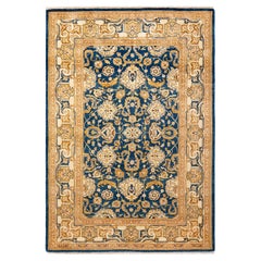 One-Of-A-Kind Hand Knotted Contemporary Eclectic Blue Area Rug
