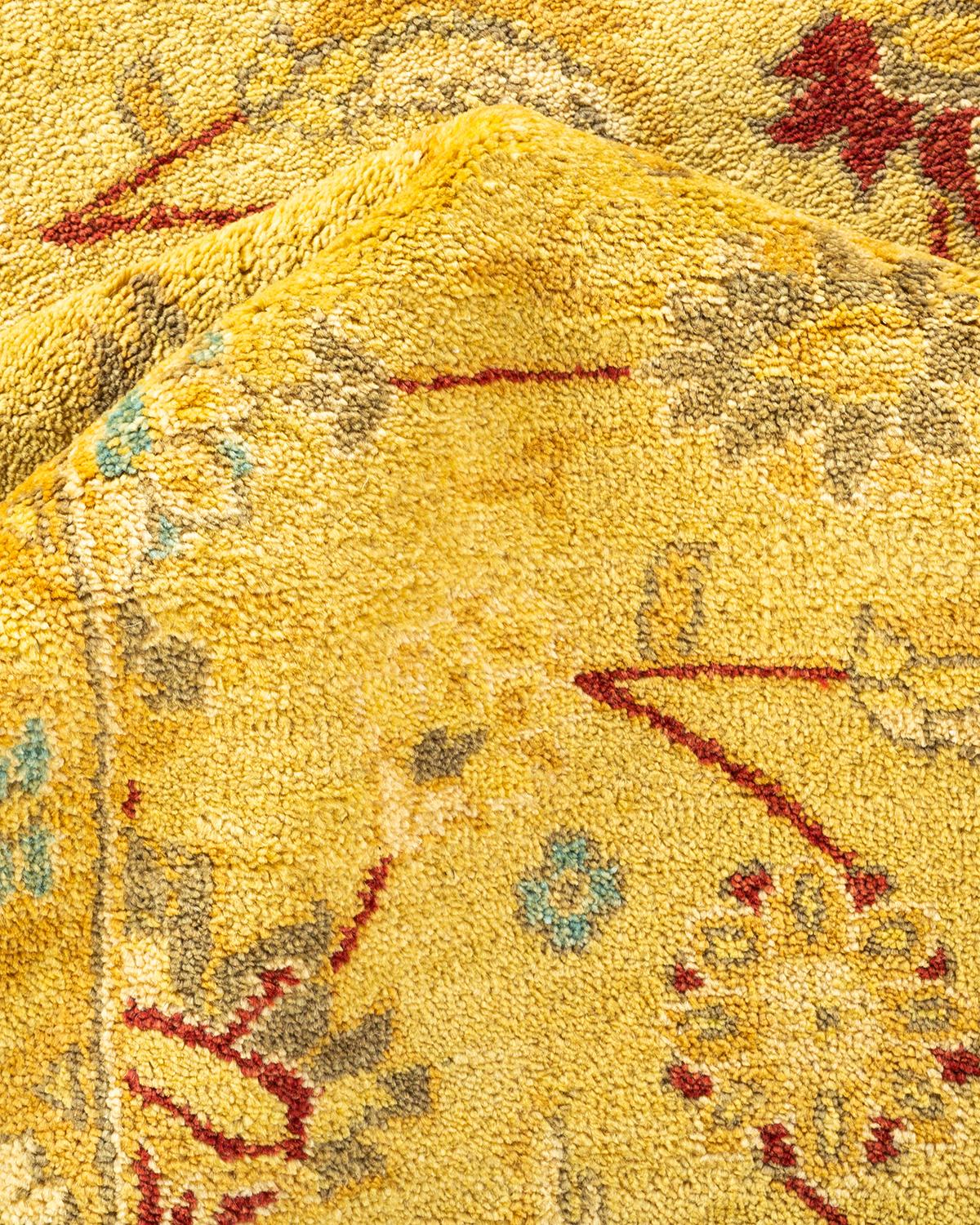 One-Of-A-Kind Hand Knotted Contemporary Eclectic Green Area Rug For Sale 2