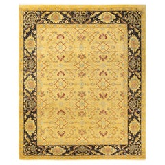 One-Of-A-Kind Hand Knotted Contemporary Eclectic Green Area Rug