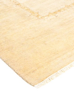 One-of-a-Kind Hand Knotted Contemporary Eclectic Ivory Area Rug