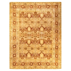 One-Of-A-Kind Hand Knotted Contemporary Eclectic Yellow Area Rug