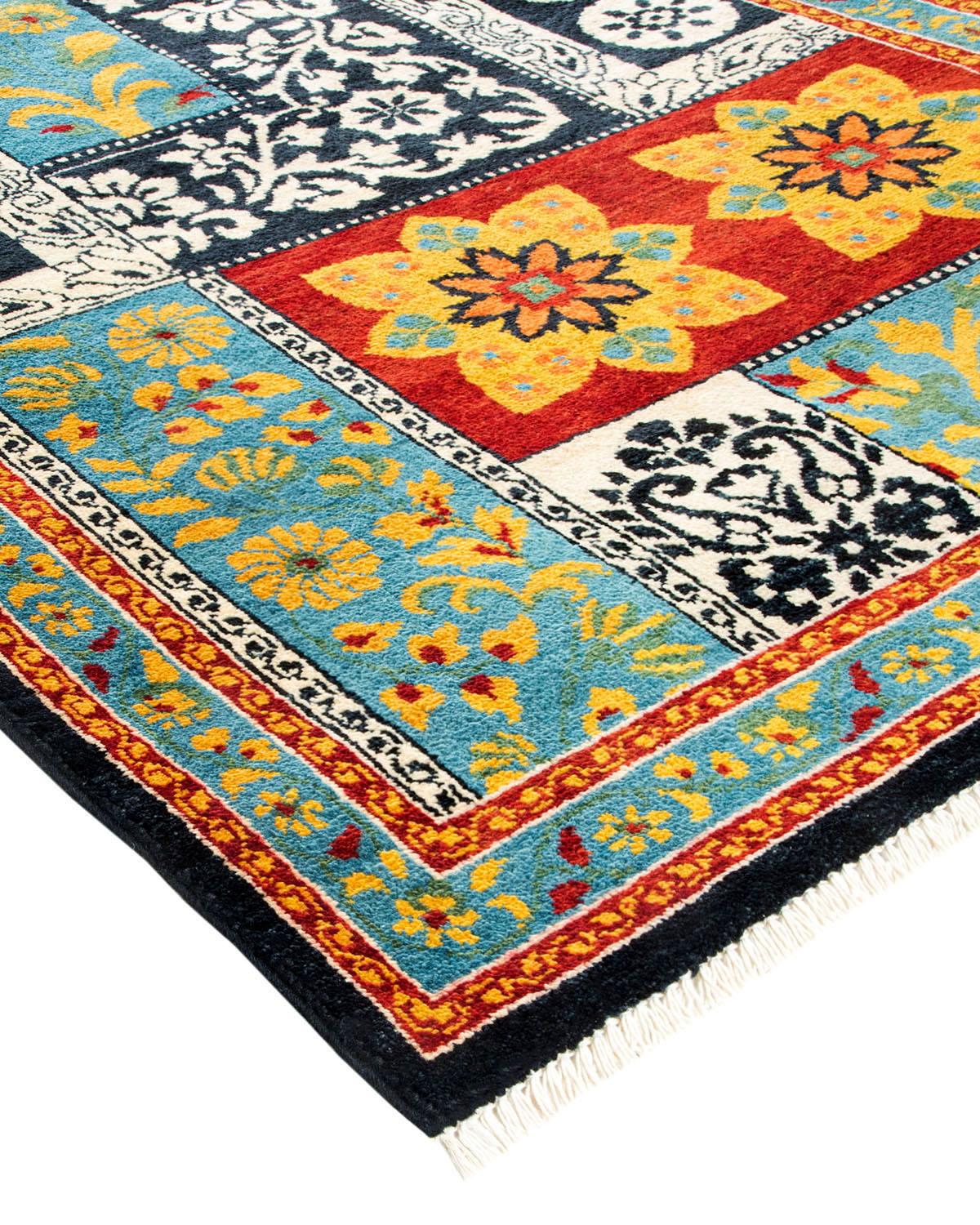 The meticulous art of hand-embroidered textiles from Uzbekistan tribes inspired the Suzani Collection of rugs. Bold motifs, particularly pomegranates, the sun, and the moon, are frequent elements, their simple yet compelling designs made even more