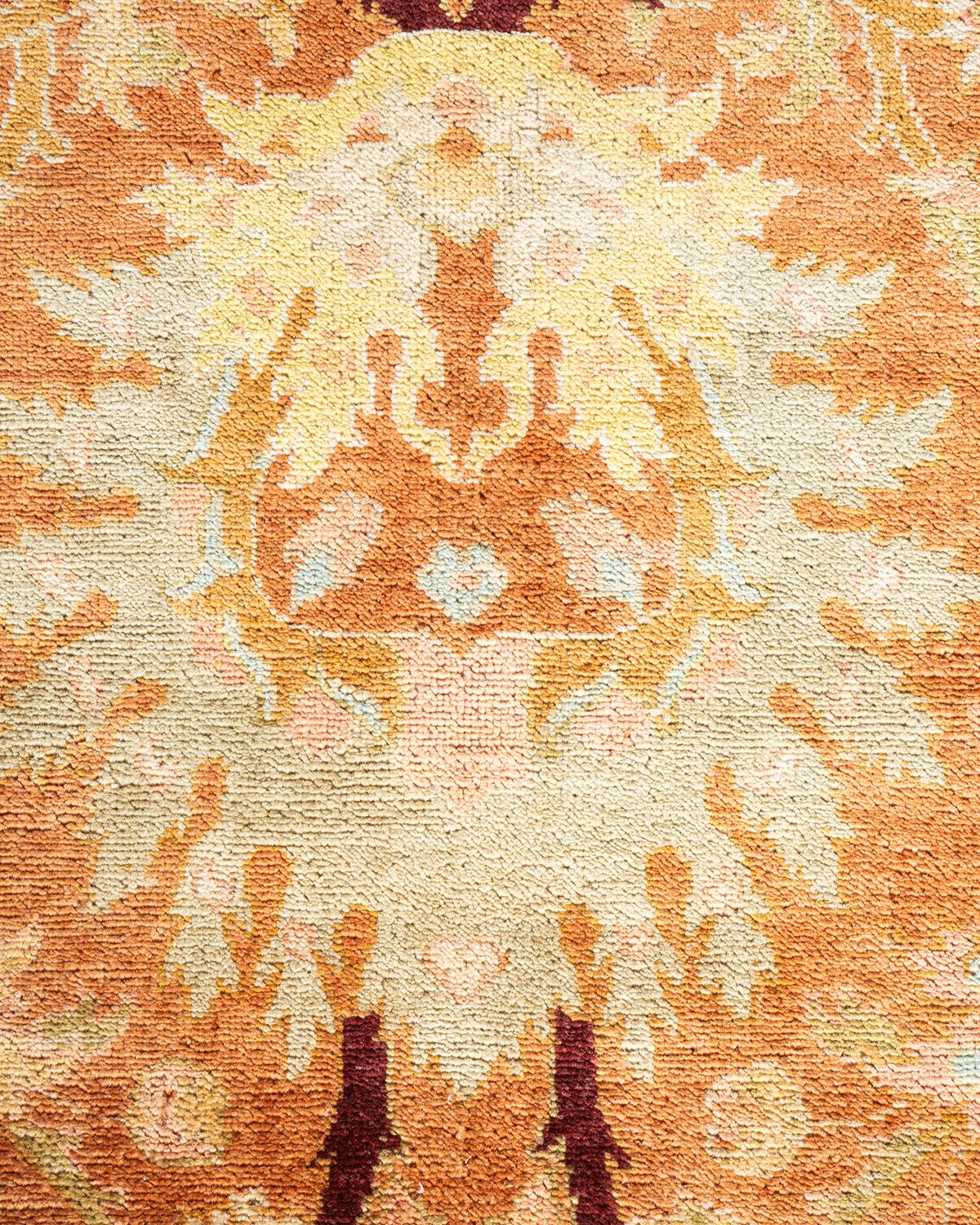 Einzigartiger handgeknpfter zeitgenssischer floraler eklektischer brauner Vorleger (Pakistanisch) im Angebot