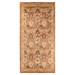 One of a Kind Hand Knotted Contemporary Floral Eclectic Brown Area Rug