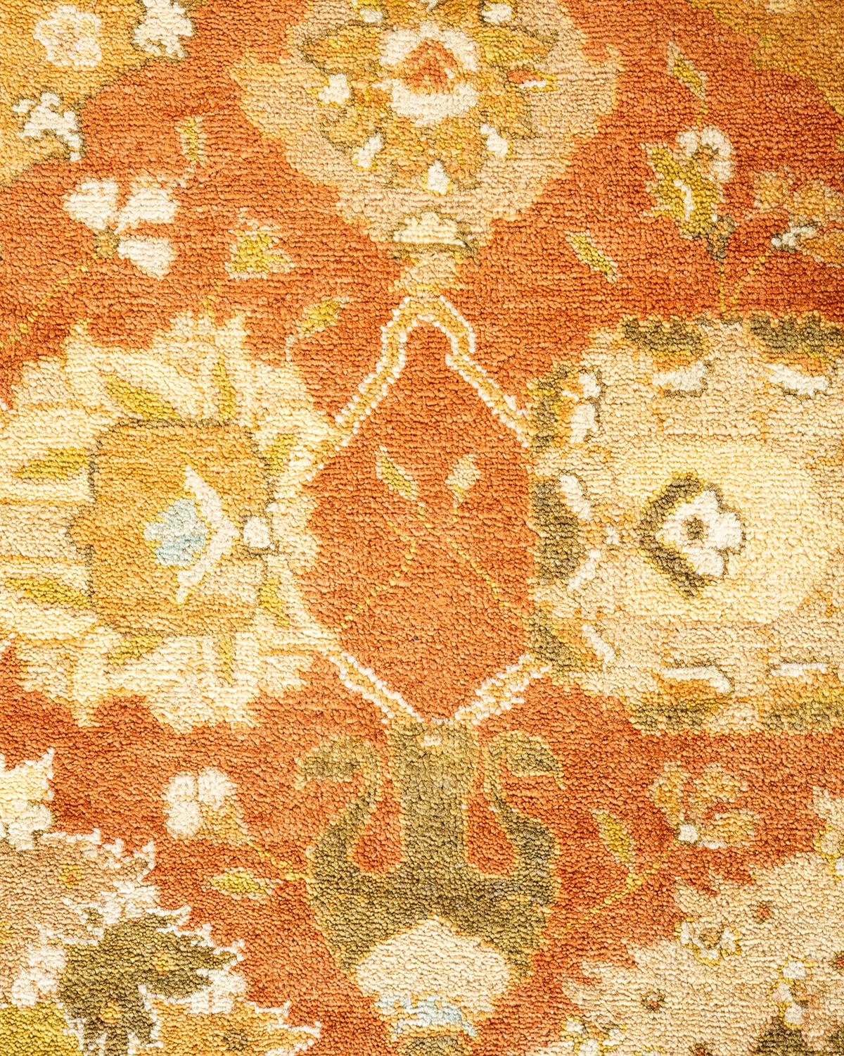 Einzigartiger, handgeknpfter, zeitgenssischer, eklektischer, elfenbeinfarbener Vorleger mit Blumenmuster (Pakistanisch) im Angebot