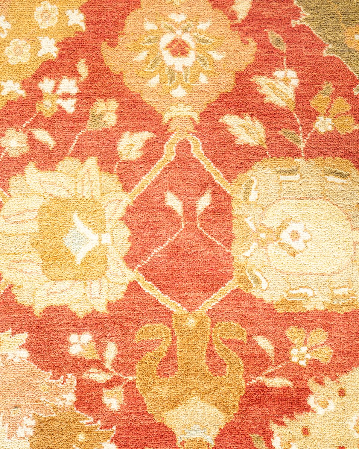 Einzigartiger, handgeknpfter, zeitgenssischer, eklektischer, elfenbeinfarbener Vorleger mit Blumenmuster (Pakistanisch) im Angebot