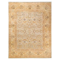 One of a Kind Hand Knotted Contemporary Floral Eclectic Light Blue Area Rug 