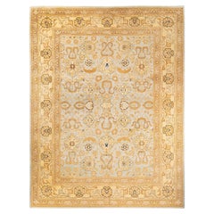 One of a Kind Hand Knotted Contemporary Floral Eclectic Light Blue Area Rug