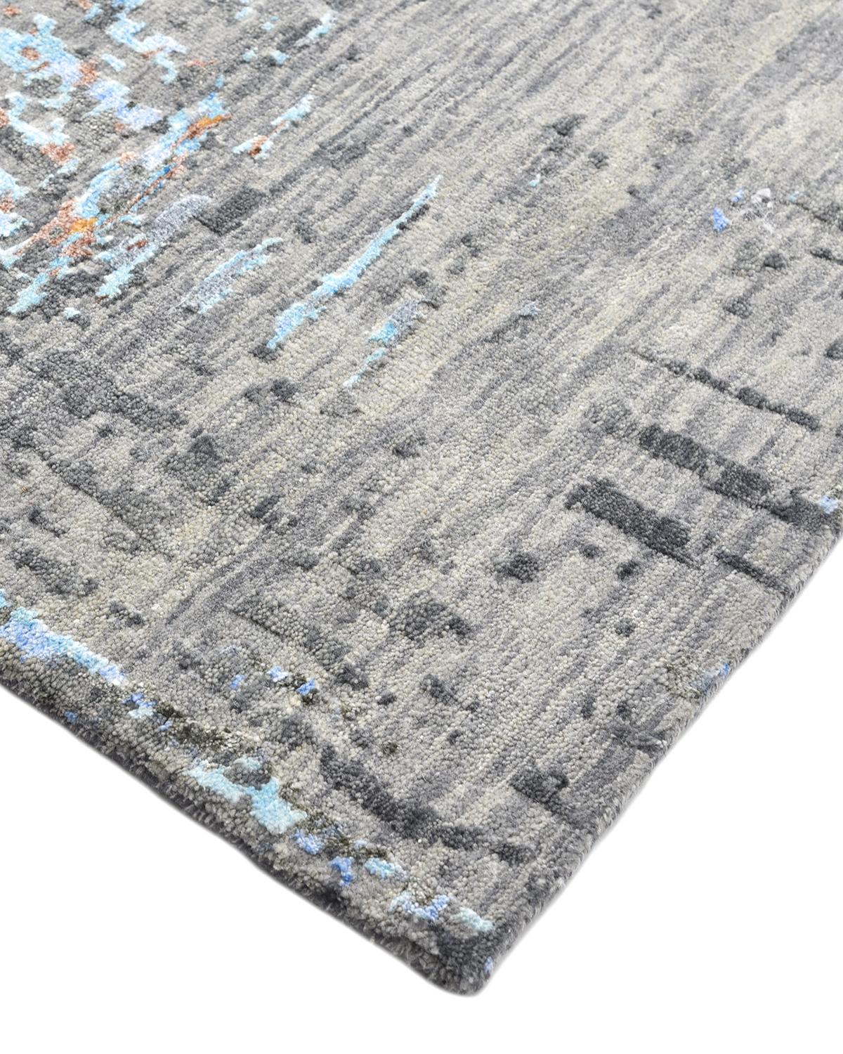 One-of-a-kind Hand Knotted Contemporary Gray Area Rug For Sale at 1stDibs