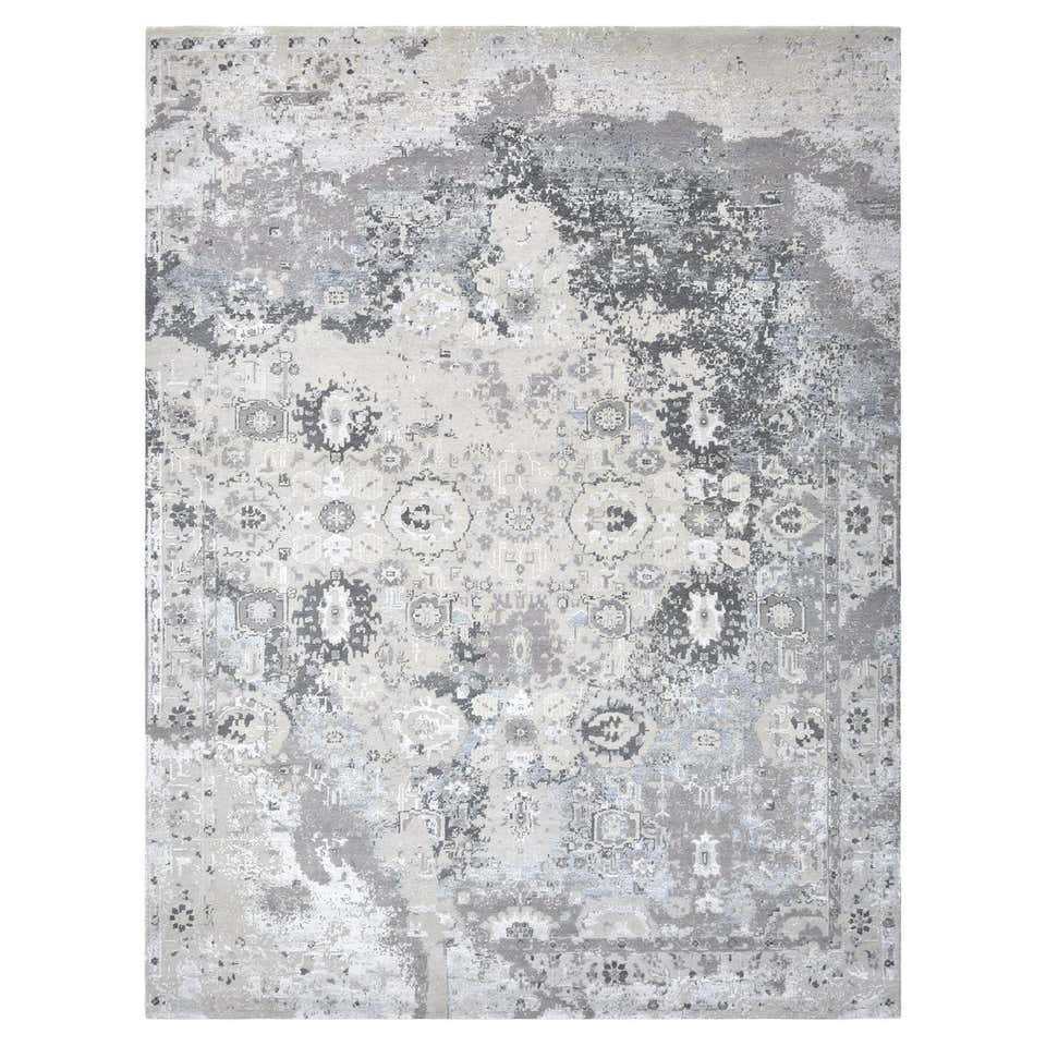 One-of-a-kind Hand Knotted Contemporary Gray Area Rug For Sale at 1stDibs