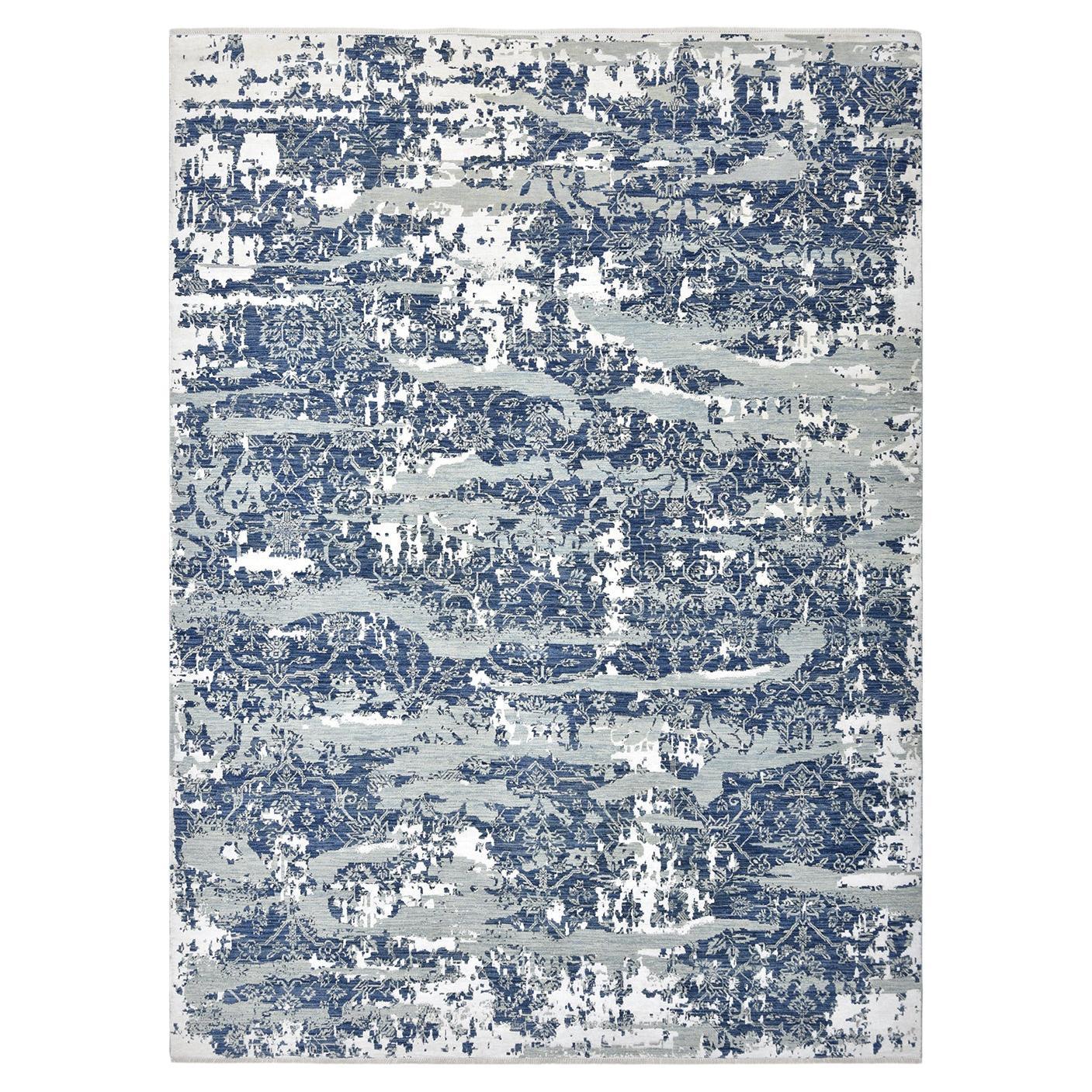 One-of-a-kind Hand Knotted Contemporary Gray Area Rug For Sale