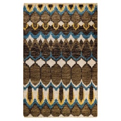One of a Kind Hand Knotted Contemporary Ikat Green Area Rug