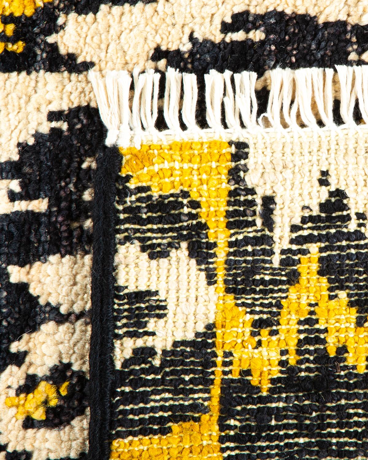 Tappeto contemporaneo Ikat moderno nero, unico nel suo genere, annodato a mano In condizioni Nuovo in vendita a Norwalk, CT