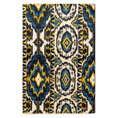 One-of-a-kind Hand Knotted Contemporary Ikat Modern Black Area Rug