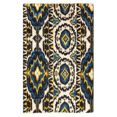 One-of-a-kind Hand Knotted Contemporary Ikat Modern Black Area Rug