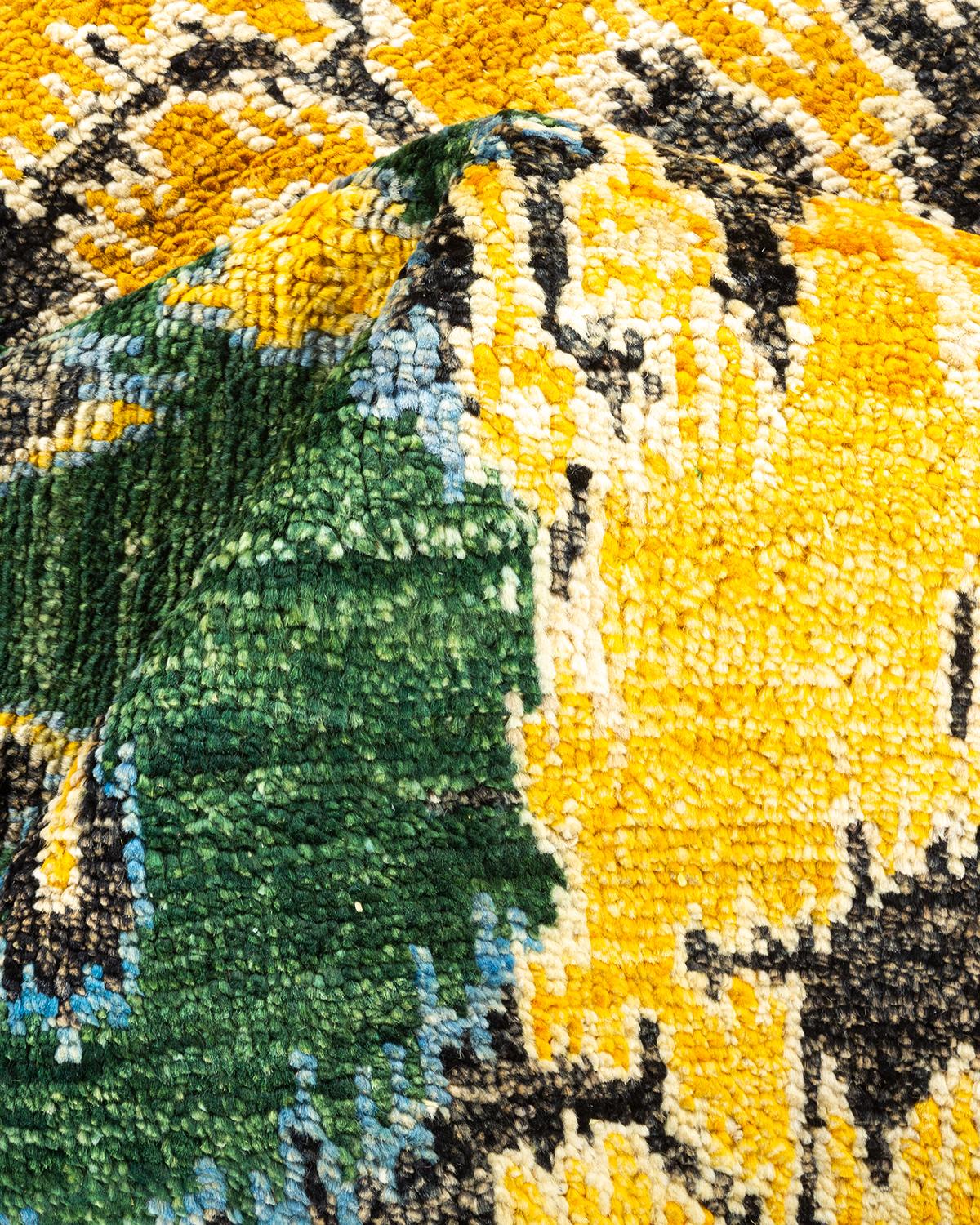Handgeknüpfter zeitgenössischer schwarzer Ikat Modern-Teppich, Unikat, Unikat im Angebot 1