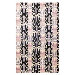 One-Of-A-Kind Hand Knotted Contemporary Ikat Modern Ivory Area Rug 6' 0" x 9' 3"