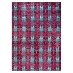 One-of-a-kind Hand Knotted Contemporary Ikat Modern Red Area Rug