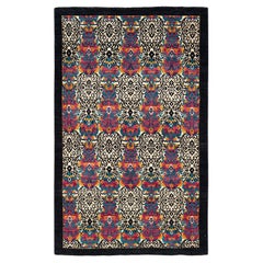 One-of-a-kind Hand Knotted Contemporary Ikat Suzani Black Area Rug
