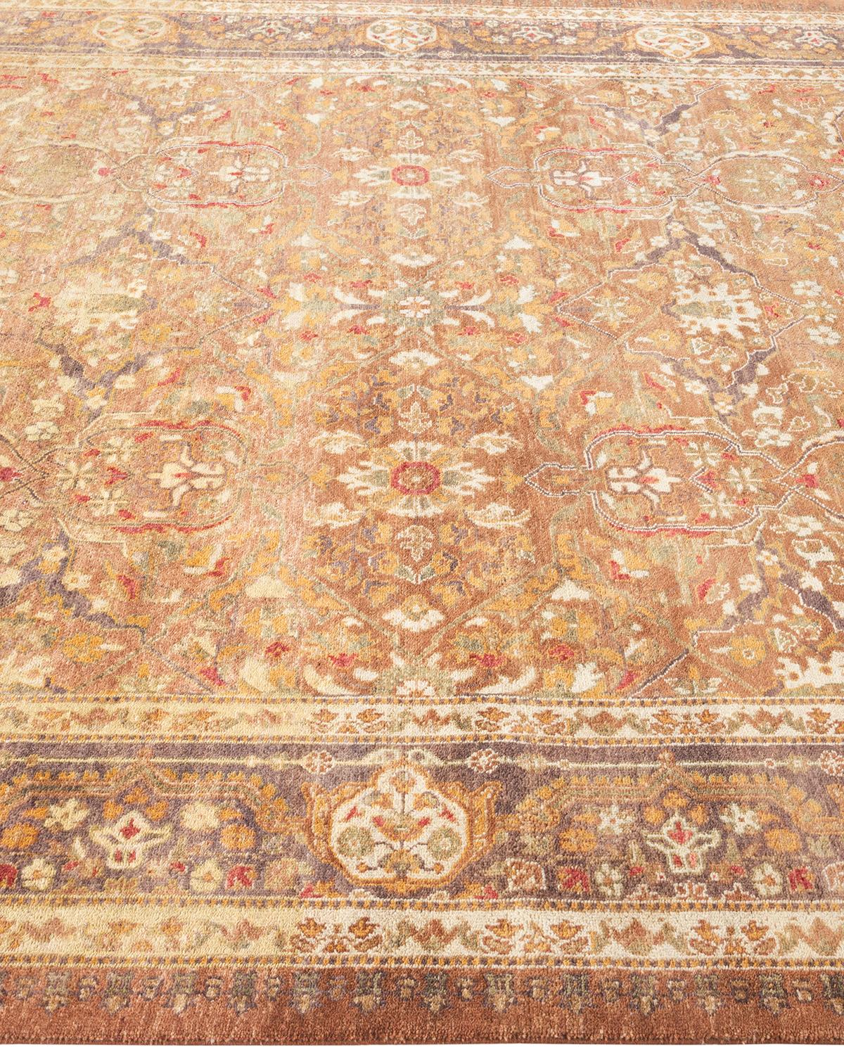One of a Kind Hand Knotted Contemporary Oriental Eclectic Brown Area Rug In New Condition For Sale In Norwalk, CT