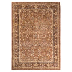 One of a Kind Hand Knotted Contemporary Oriental Eclectic Brown Area Rug
