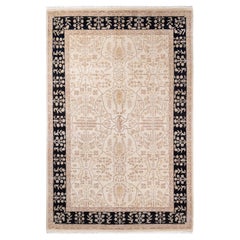 One of a Kind Hand Knotted Contemporary Oriental Eclectic Ivory Area Rug