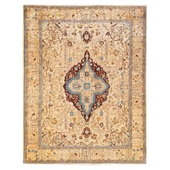 Hand Knotted Contemporary Oriental Eclectic Ivory Area Rug - 8' 10" x 11' 3"